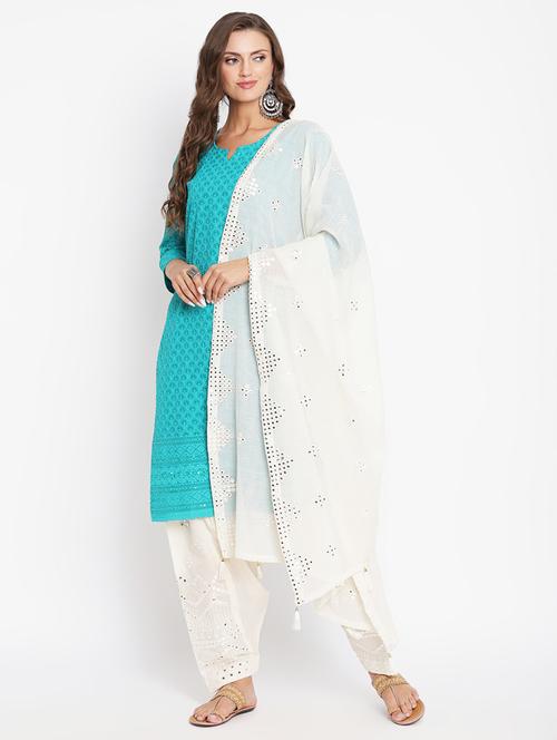 blue notch neck embroidered kurta salwar set - 20158375 - Very Small Image - 1