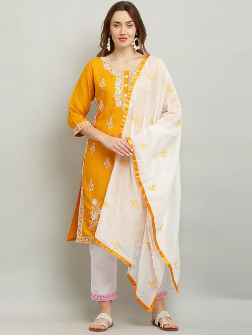embroidered kurta palazzo suit set - 20158493 - Very Small Image - 1