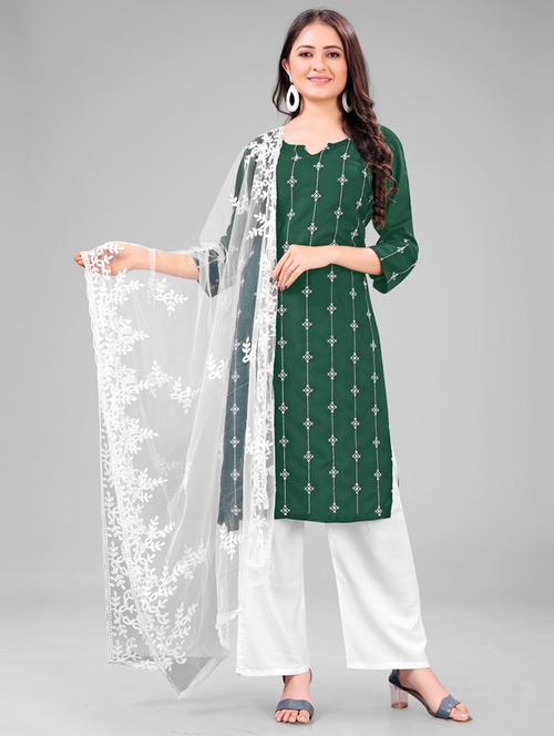 embroidered kurta palazzo suit set - 20158515 - Very Small Image - 1