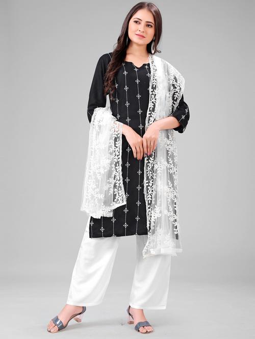 embroidered kurta palazzo suit set - 20158525 - Very Small Image - 1