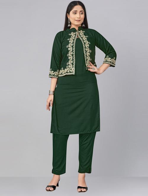 green viscose kurta pant set - 20158723 - Very Small Image - 1