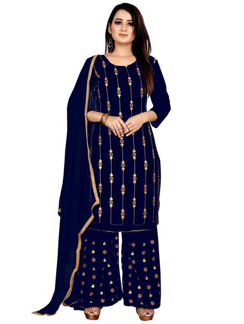 blue viscose suit set - 20158725 - Very Small Image - 1