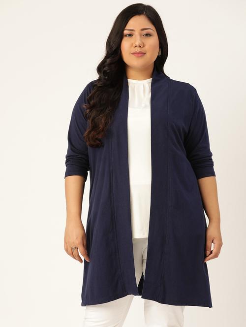 navy blue cotton shrug - 20159435 - Very Small Image - 1