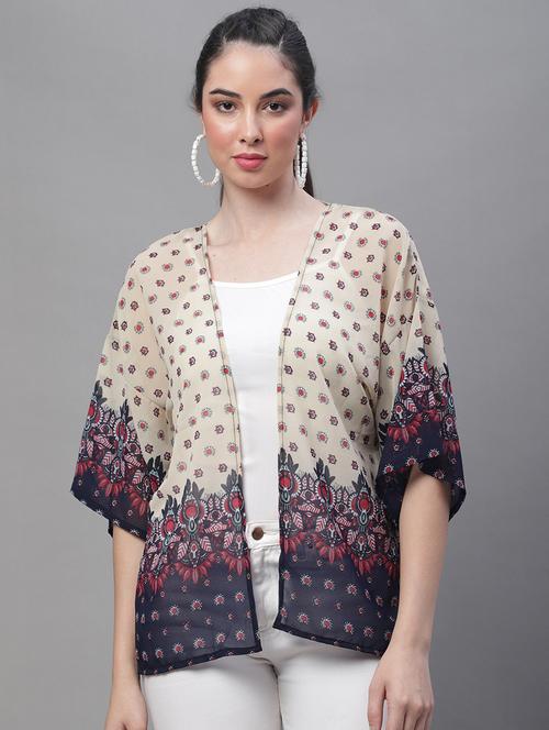 beige printed regular shrug - 20159463 - Very Small Image - 1