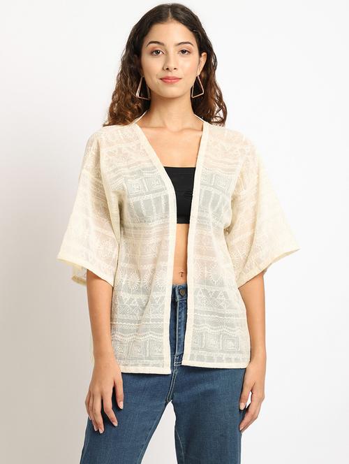 beige cotton blend shrug - 20159569 - Very Small Image - 1