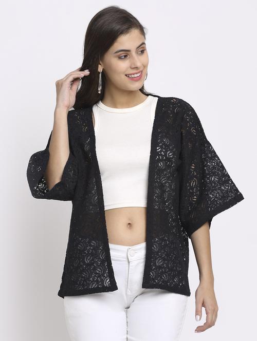 black cotton shrug - 20159612 - Very Small Image - 1