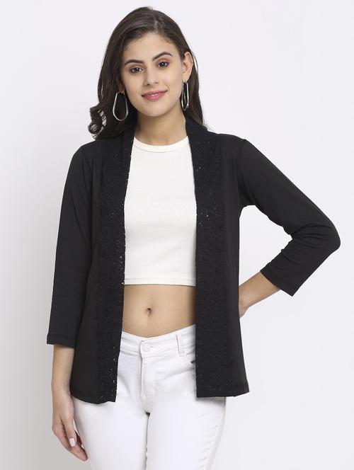 black cotton shrug - 20159613 - Very Small Image - 1