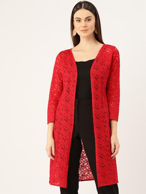 red cotton blend shrug - 20159631 - Very Small Image - 1