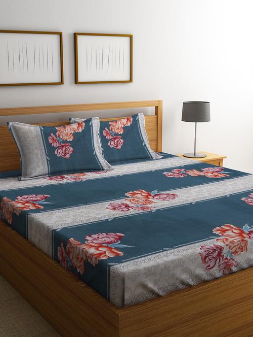 printed double bedsheet with 2 pillow covers - 20159826 - Very Small Image - 1