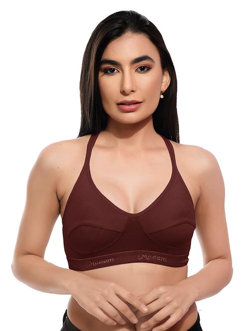 maroon lycra sports bra - 20159985 - Very Small Image - 1