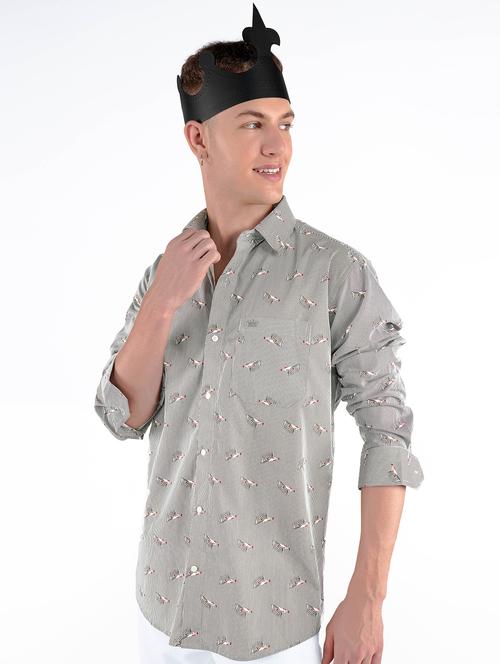 mens leaf print casual shirt - 20160819 - Very Small Image - 1