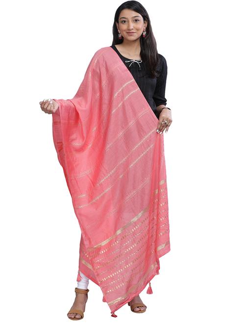 pink plain woven dupatta - 20161296 - Very Small Image - 1