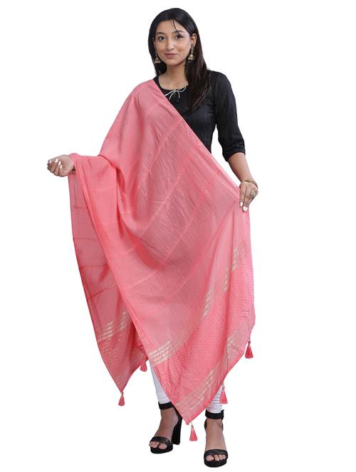 pink plain woven dupatta - 20161328 - Very Small Image - 1