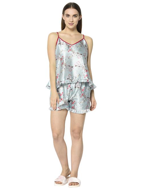 grey florals printed nightwear sets - 20162375 - Very Small Image - 1