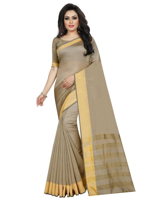 women's stripes beige colored saree - 20163201 - Very Small Image - 1