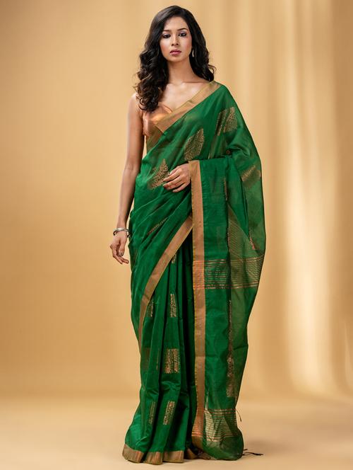 green self design woven saree with blouse - 20163653 - Very Small Image - 1