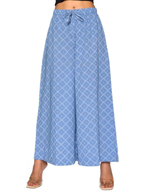 printed ankle length flared trouser - 20164019 - Very Small Image - 1