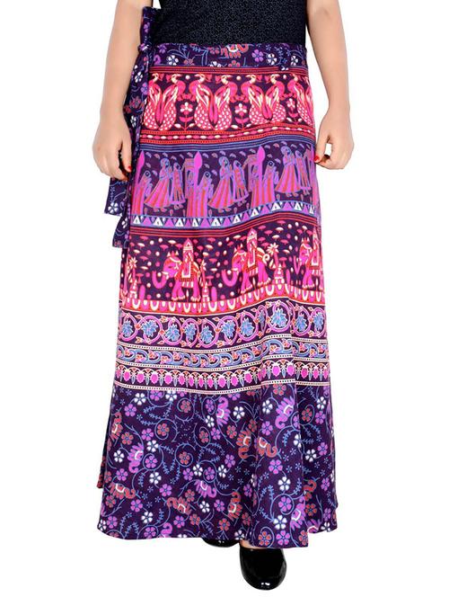 women printed cotton wrap skirt - 20164300 - Very Small Image - 1