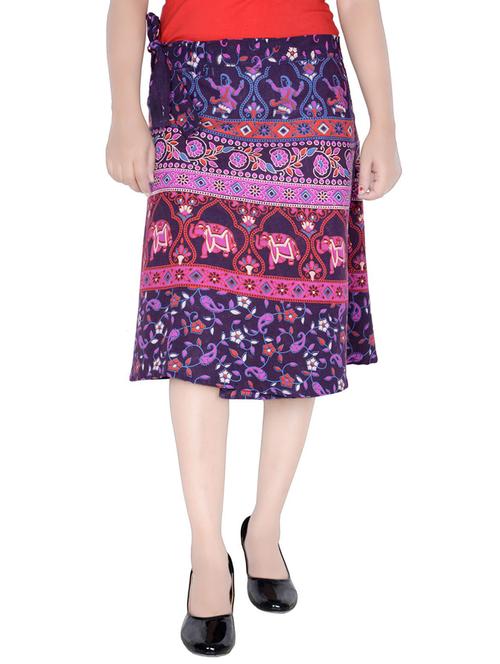 women printed cotton wrap skirt - 20164356 - Very Small Image - 1
