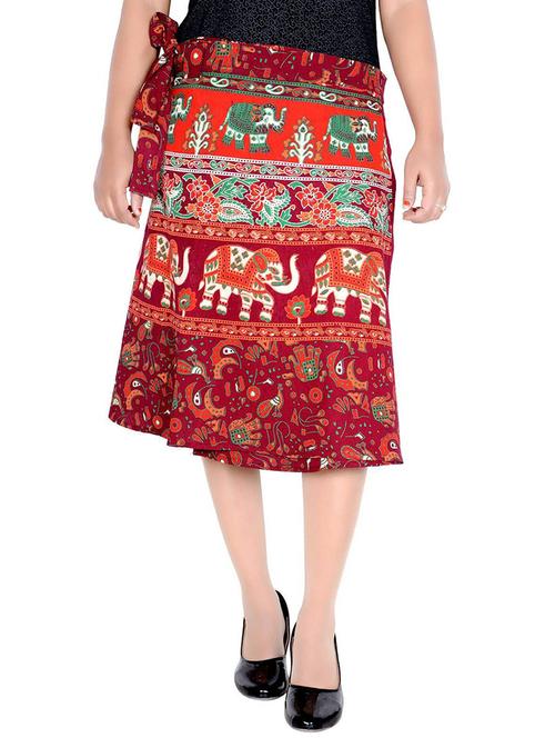 women printed cotton wrap skirt - 20164373 - Very Small Image - 1