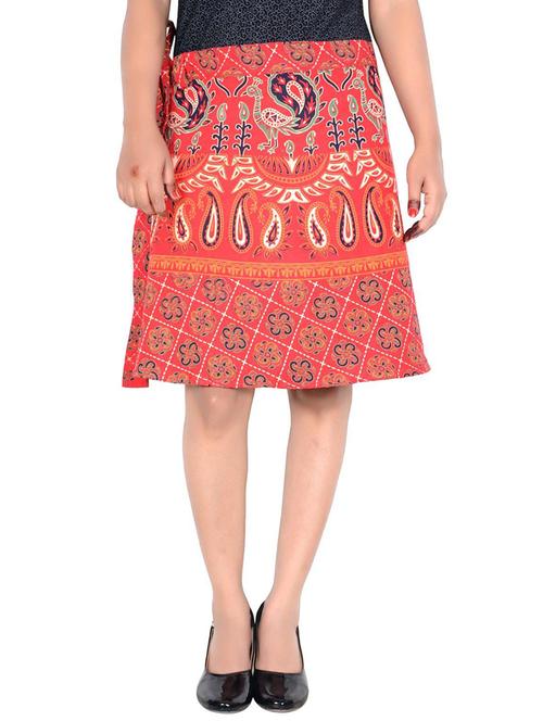 women printed cotton wrap skirt - 20164396 - Very Small Image - 1