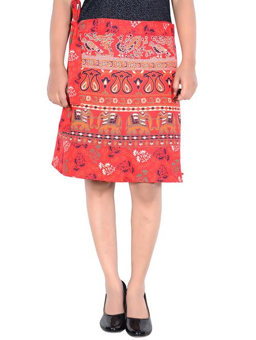 women printed cotton wrap skirt - 20164399 - Very Small Image - 1