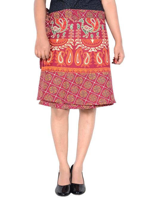 women printed cotton wrap skirt - 20164414 - Very Small Image - 1