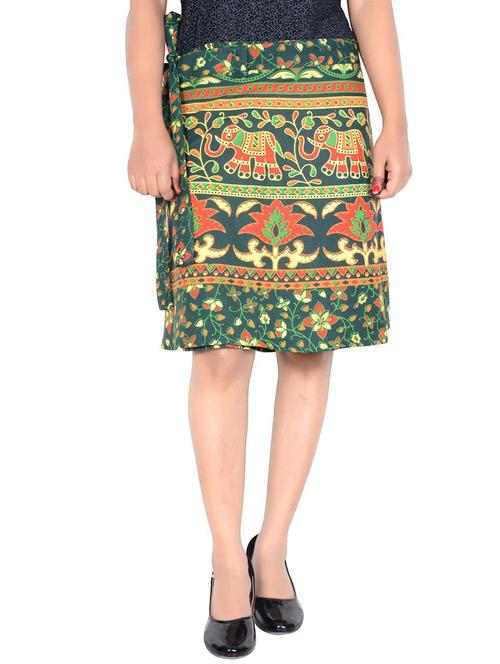 women printed cotton wrap skirt - 20164419 - Very Small Image - 1
