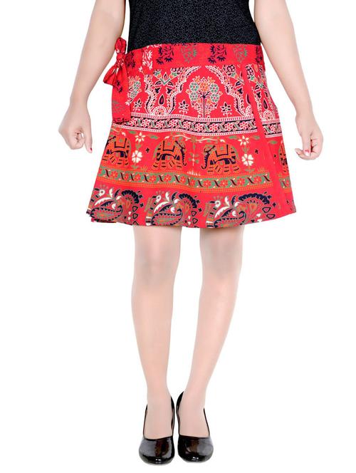 red cotton blend wrap skirts - 20164461 - Very Small Image - 1