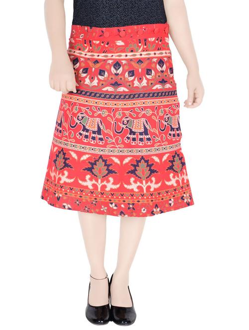 red cotton blend wrap skirt - 20164786 - Very Small Image - 1