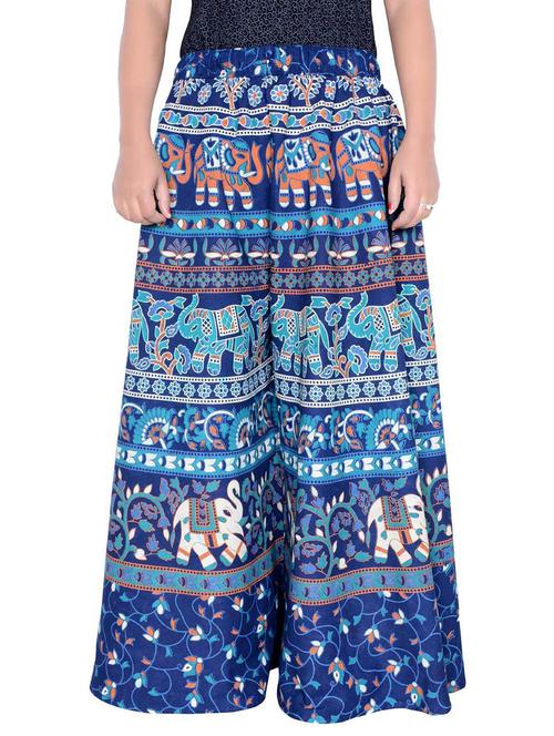 blue printed flared relaxed fit palazzo - 20164976 - Very Small Image - 1