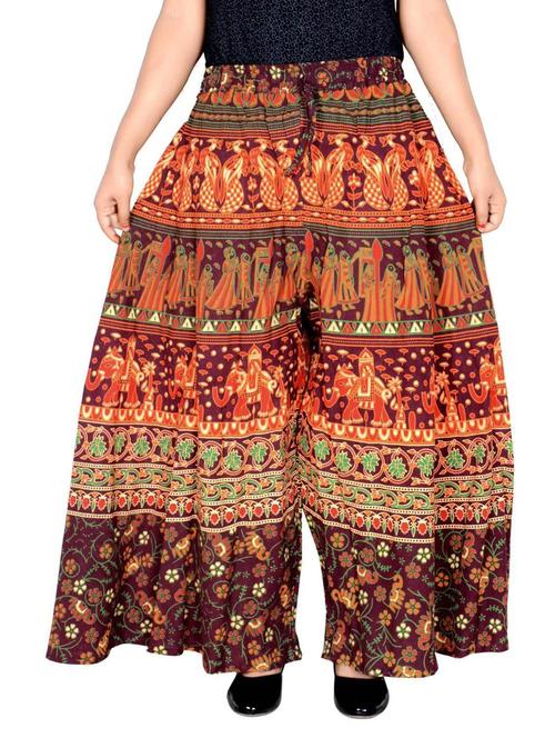 multi colored printed flared relaxed fit palazzo - 20165019 - Very Small Image - 1