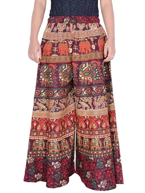 multi colored printed flared relaxed fit palazzo - 20165024 - Very Small Image - 1