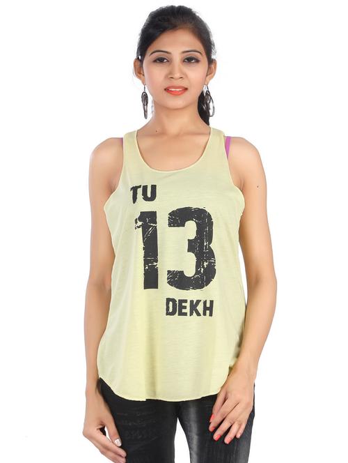yellow printed round neck regular top - 20166110 - Very Small Image - 1