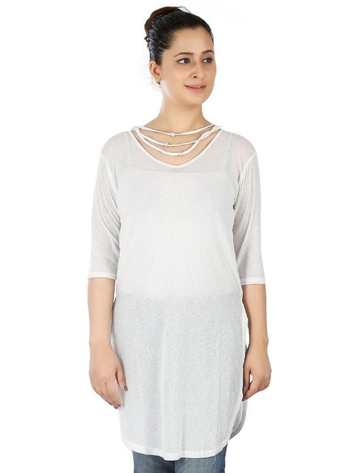 round neck solid regular tunic - 20166124 - Very Small Image - 1