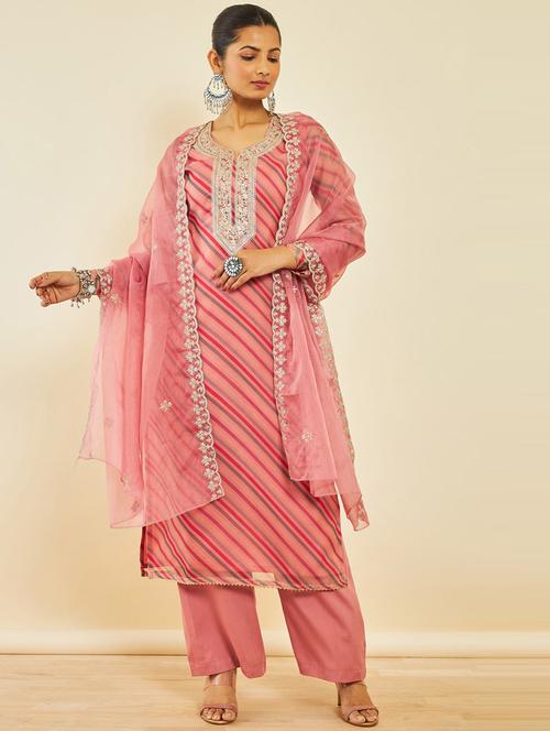 embroidered unstitched suit set - 20166168 - Very Small Image - 1