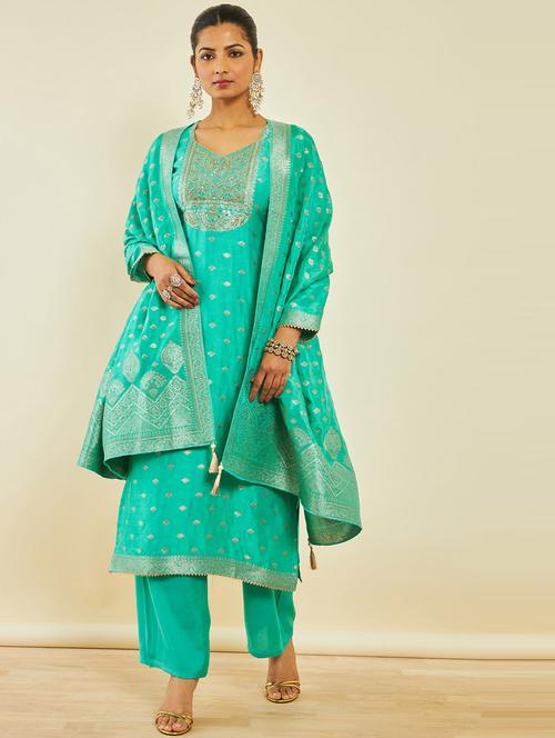 embroidered unstitched suit set - 20166175 - Very Small Image - 1