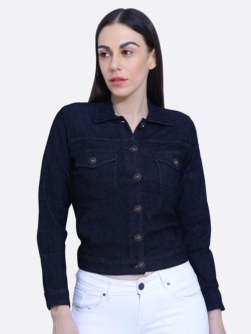 dark blue solid long sleeves summer jacket - 20166245 - Very Small Image - 1