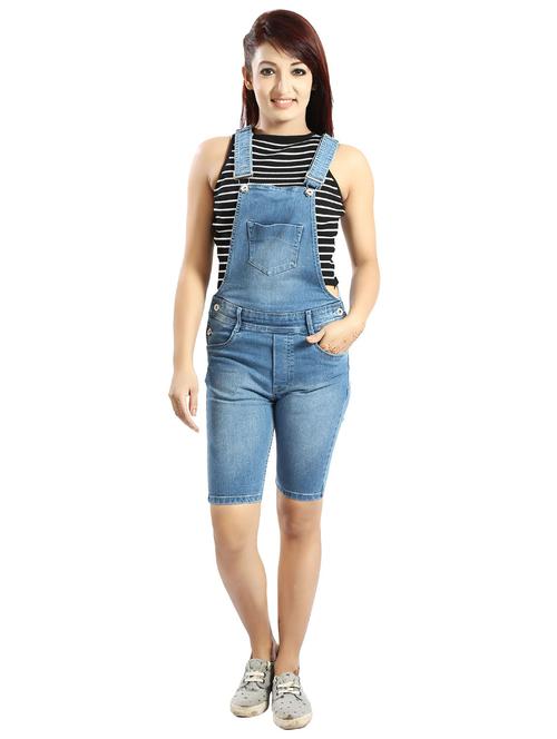 light blue adjustable shoulder strap above knee dungaree - 20166364 - Very Small Image - 1
