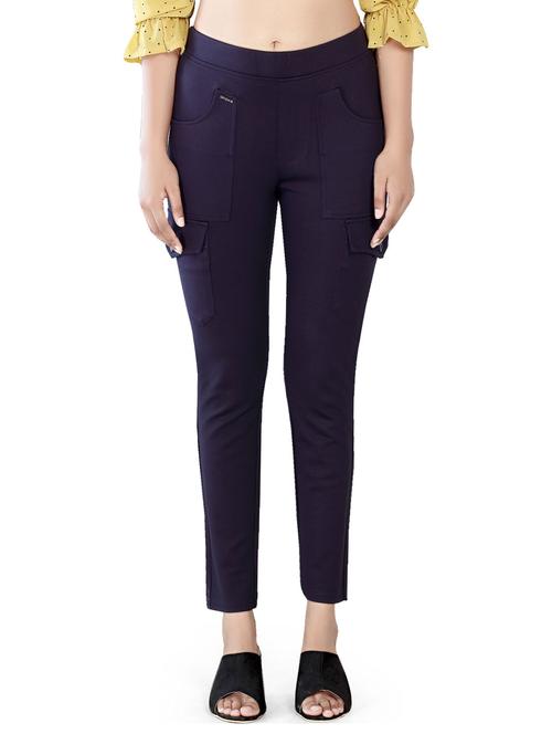 dark blue solid mid rise ankle length jegging - 20166590 - Very Small Image - 1