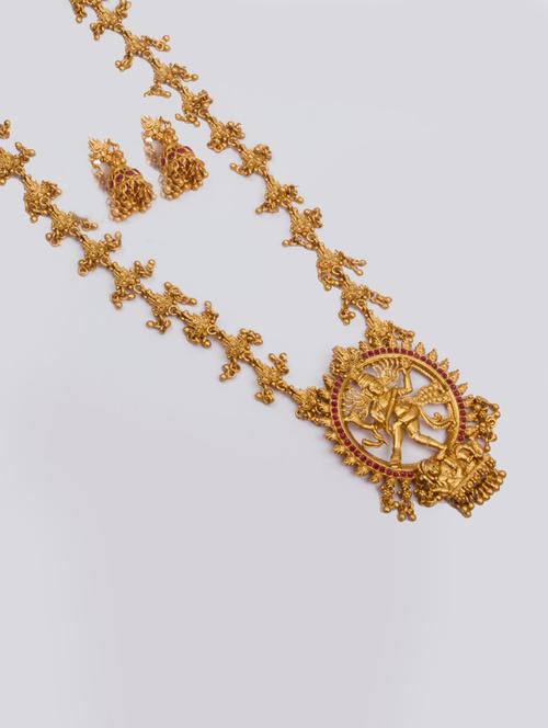 gold alloy necklace earring set - 20167232 - Very Small Image - 1