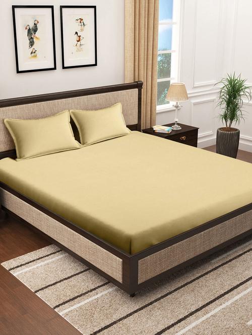 yellow cotton blend bedsheet - 20168101 - Very Small Image - 1