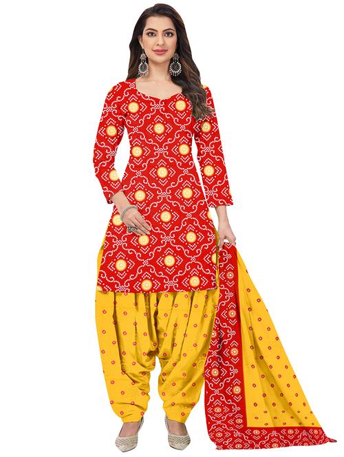 printed unstitched patiyala suit set - 20168207 - Very Small Image - 1