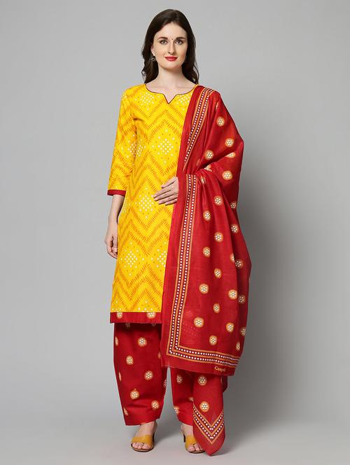 women yellow unstitched patiyala suits - 20168211 - Very Small Image - 1