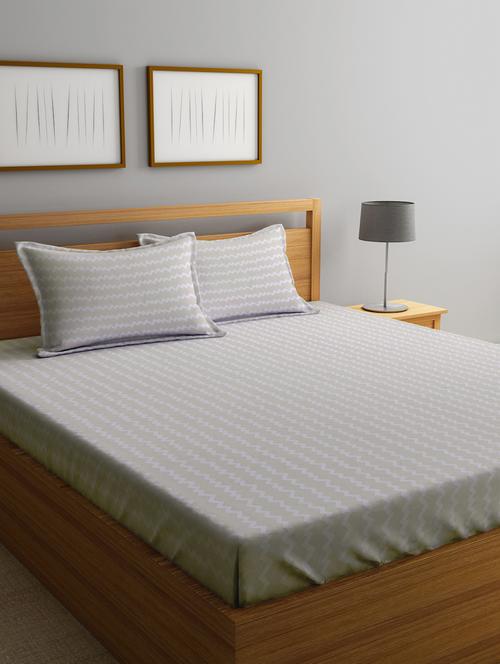 cotton printed fitted double bedsheet with 2 pillow covers - 20168285 - Very Small Image - 1