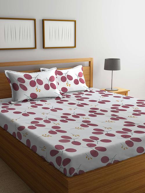 cotton tropical fitted double bedsheet with 2 pillow covers - 20168336 - Very Small Image - 1