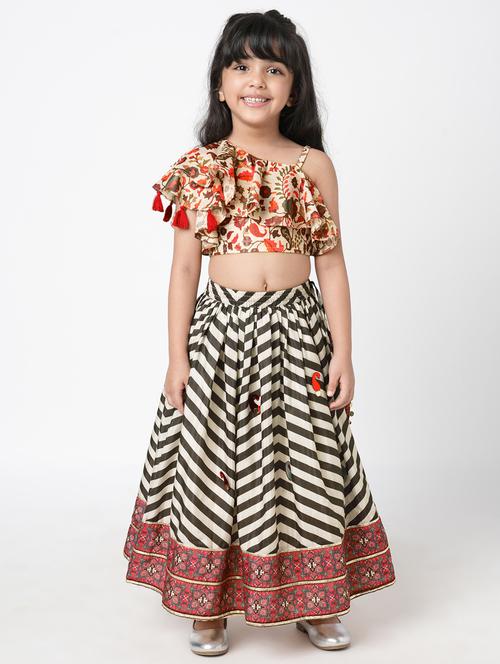one shoulder printed lehenga choli set - 20169037 - Very Small Image - 1