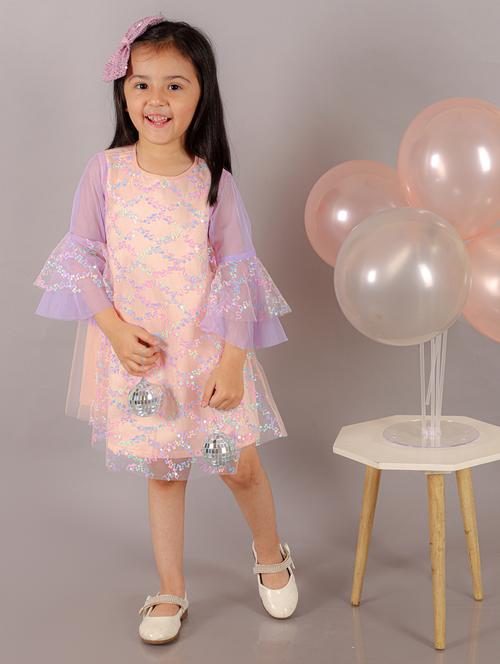 girls round neck long sleeves frock - 20169040 - Very Small Image - 1