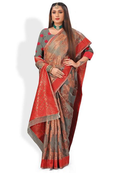 self design kanjivaram saree with blouse - 20169063 - Very Small Image - 1