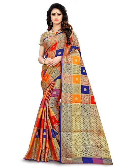 self design patola saree with blouse - 20169072 - Very Small Image - 1